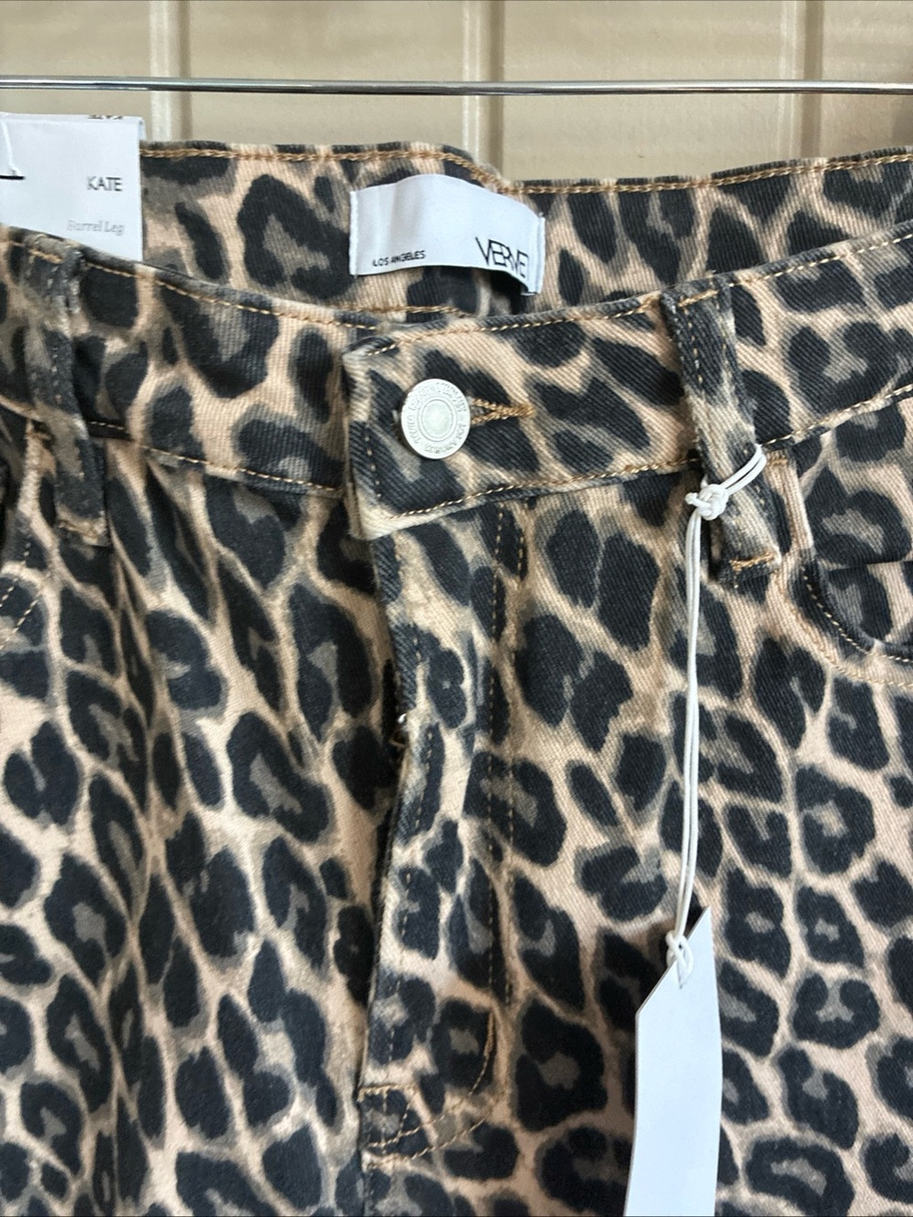Leopard Print Women’s Chinos - Neutral Brown/Black - Picture 2 of 8